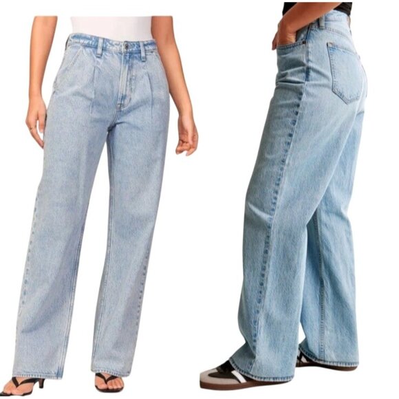 Abercrombie & Fitch Womens 29/8 The Loose High Rise Curve Love Jeans Bootcut - Picture 1 of 15